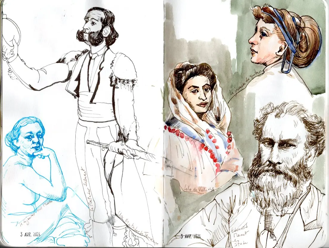 Page de carnet remplie de dessin