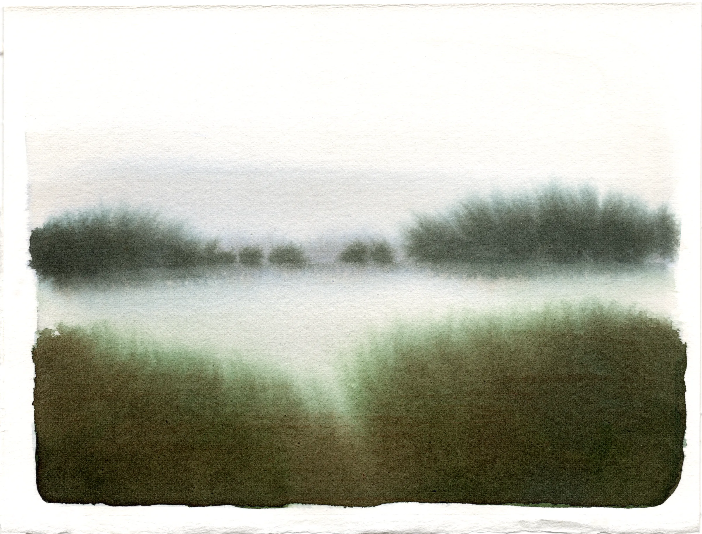 Paysage abstrait dans des tons verts
