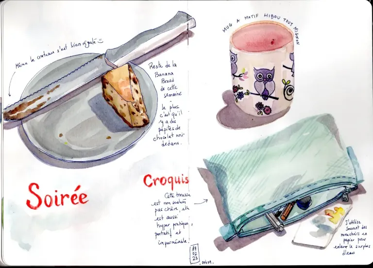 Double page d'un carnet remplie de dessins